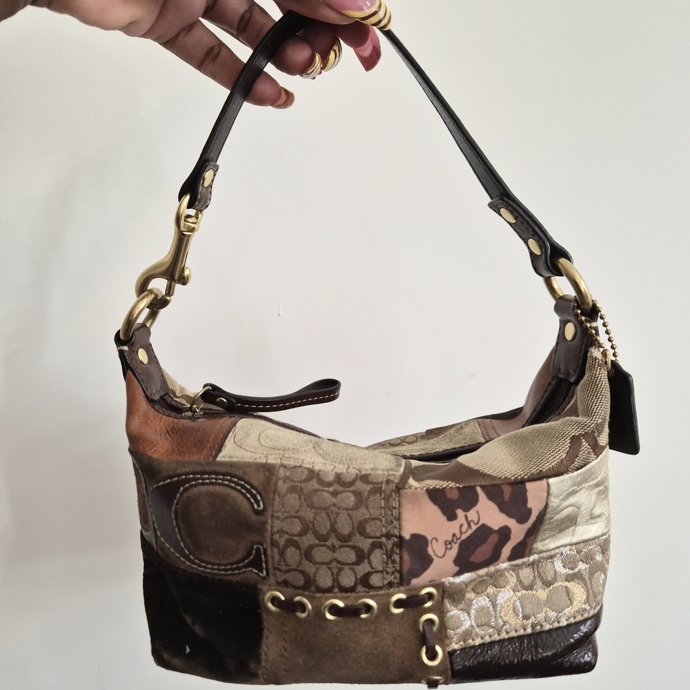SOLD Coach Patchwork Shoulder Bag - Brown and Tan